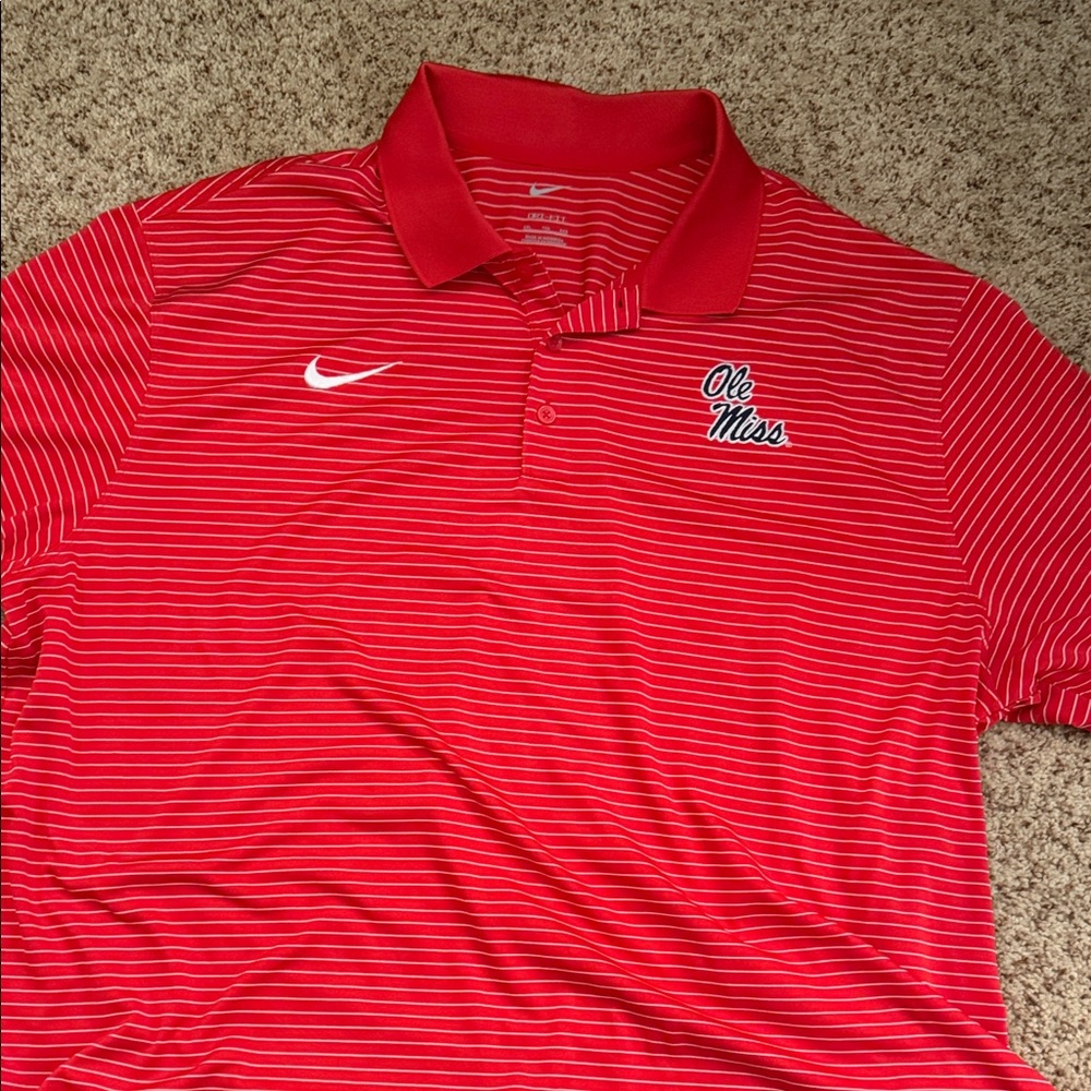 Nike Red Striped Ole Miss Men's Polo Shirt